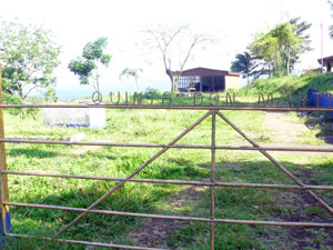 This entry gate to the former family compound is beside the paved road to Tronadora. 